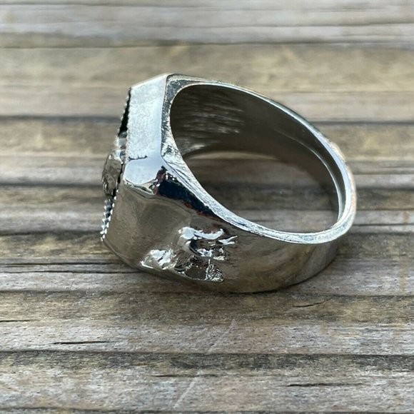 Men Ring Silver Tone Fashion Jewelry Rings Unisex Ring Size 10.5 - Picture 7 of 12